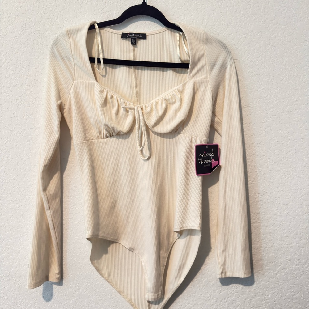Mixed Threads Cream Ribbed Bodysuit - Picture 2 of 2